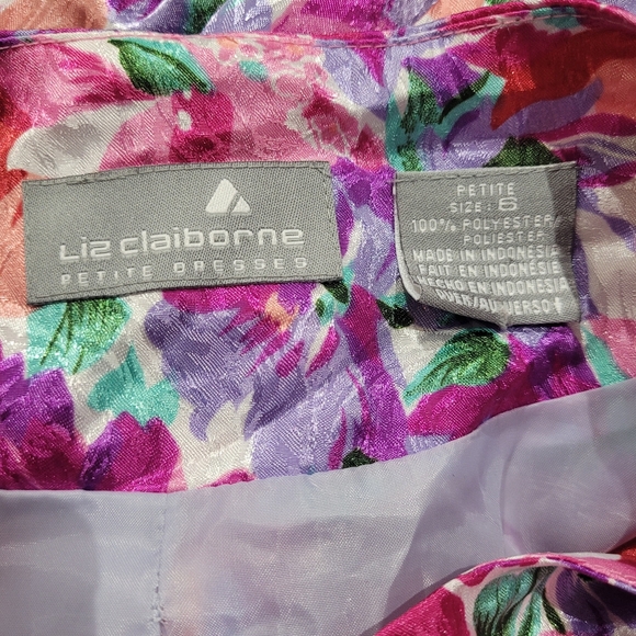 Liz Claiborne Petites Women's Vintage Floral Print Long Sleeve Blouse 6P Pink - Picture 9 of 9